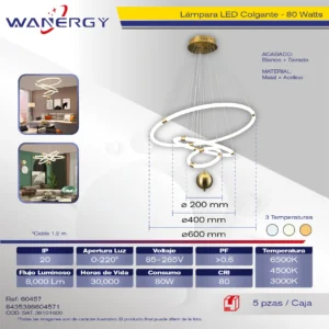 LAMPARA COLGANTE DECORATIVO MODERNO METALICO Y ACRILICO