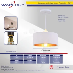 LAMPARA COLGANTE DECORATIVO MODERNO C/PANTALLA