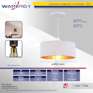 LAMPARA COLGANTE DECORATIVO MODERNO C/PANTALLA