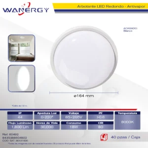 PANEL PLAFON REDONDO 18W LUZ FRIA