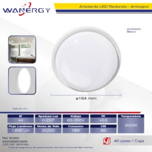 PANEL PLAFON REDONDO 18W LUZ CALIDA