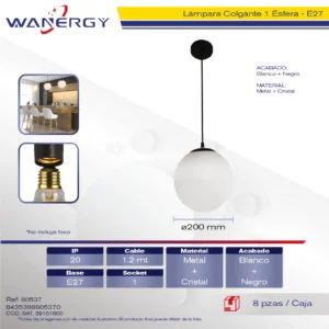 LAMPARA COLGANTE DECORATIVO MODERNO METALICO Y ACRILICO