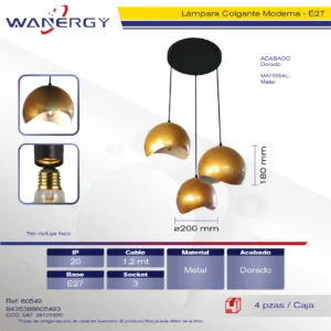 CANDELABRO DE TECHO 3 ESFERAS METALICO
