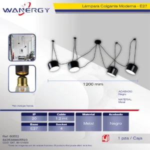 CANDELABRO DE TECHO 4 ESFERAS METALICO