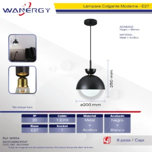 LAMPARA COLGANTE DECORATIVO MODERNO METALICO Y CRISTAL
