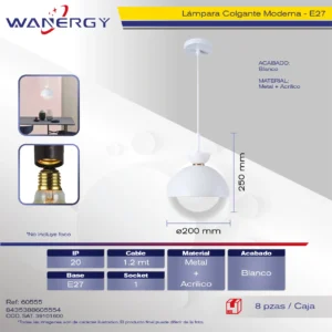 LAMPARA COLGANTE DECORATIVO MODERNO METALICO Y CRISTAL