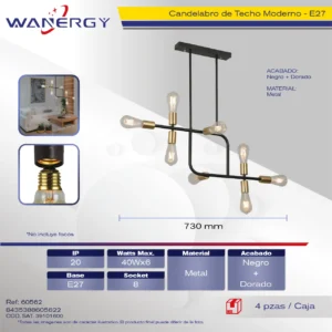 CANDELABRO DE TECHO 8 ESFERAS METALICO
