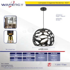 LAMPARA COLGANTE DECORATIVO MODERNO METALICO NEGRO