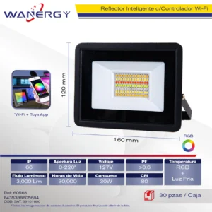 REFLECTOR INTERIGENTE RGB+LUZ FRIA C/CONTROLADOR C/WIFI+APP TUYA SMART