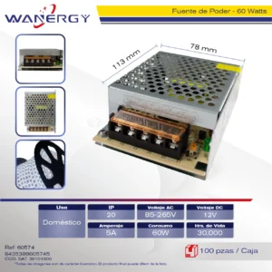 FUENTE PODER 12V 5A 60W