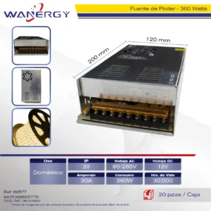FUENTE PODER 12V 30A 360W