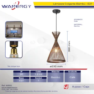 LAMPARA COLGANTE DECORATIVO MODERNO TEJIDA BAMBU