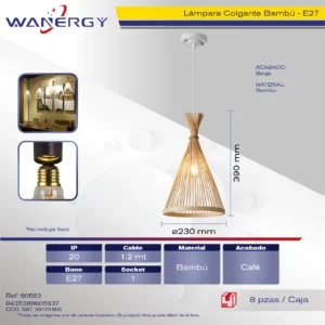 LAMPARA COLGANTE DECORATIVO MODERNO TEJIDA BAMBU