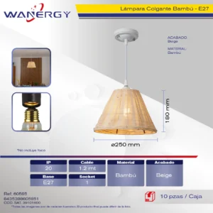 LAMPARA COLGANTE DECORATIVO MODERNO TEJIDA BAMBU