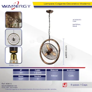 LAMPARA COLGANTE DECORATIVO MODERNO METALICO