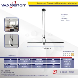 LAMPARA COLGANTE DECORATIVO MODERNO METALICO Y SILICON TRES TEMPERATURAS