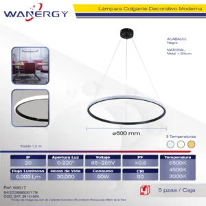 LAMPARA COLGANTE DECORATIVO MODERNO METALICO Y SILICON TRES TEMPERATURAS