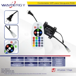 CONTROLADOR WIFI MANGUERA RGB C/REMOTE MAGIC HOME COMPATIBLE CON AMAZON ALEXA .GOOGLE ASSISTANT