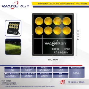 REFLECTOR LED COB TIPO ESTADIO 400W IP66 3000K