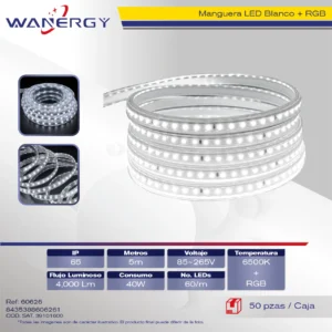 MANGUERA LED 60LED/M 85-265V 6500K+RGB