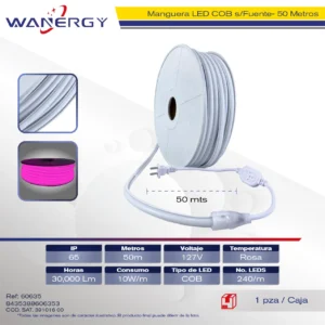 MANGUERA LED COB 240D 10W/M/127V 50M SIN FUENTE COB