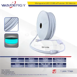 MANGUERA LED COB 240D 10W/M/127V 50M SIN FUENTE COB