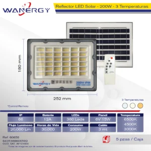 LAMPARA LED SOLAR REFLECTOR 200W 360-LED-3030