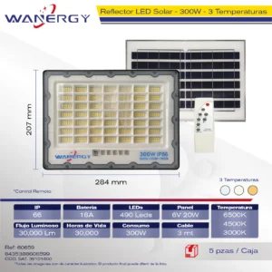 LAMPARA LED SOLAR REFLECTOR 300W 490-LED-3030