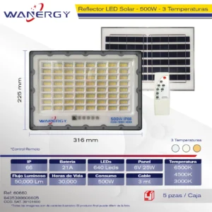 LAMPARA LED SOLAR REFLECTOR 400W 640-LED-3030