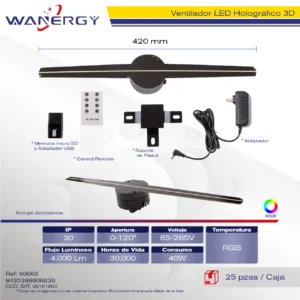 PROYECTOR DE VENTILADOR HOLOGRAMA PANTALLA PUBLICITARIA 3D C/CHIPS 16G C/ELIMINADOR Z1 42 224