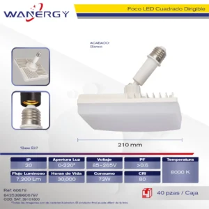 FOCO LED CUADRADO DIRIGIBLE 72W