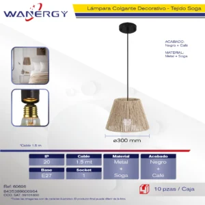LAMPARA COLGANTE DECORATIVO MODERNO TEJIDA SOGA