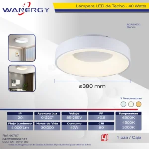 LAMPARA TECHO LED REDONDON TRES TEMPERATURAS
