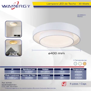 LAMPARA TECHO LED REDONDON TRES TEMPERATURAS