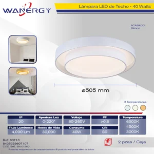 LAMPARA TECHO LED REDONDON TRES TEMPERATURAS