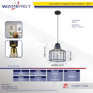 LAMPARA COLGANTE DECORATIVO MODERNO CRISTAL
