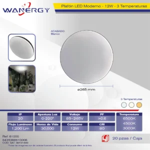 PLAFON LED DE TECHO TRES TEMPERATURAS