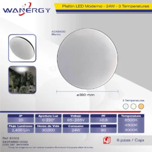 PLAFON LED DE TECHO TRES TEMPERATURAS