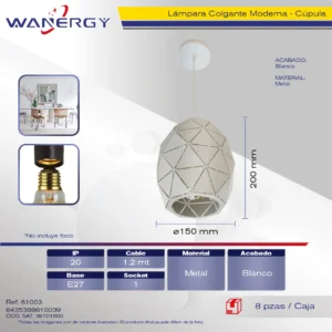 LAMPARA COLGANTE DECORATIVO MODERNO METALICO