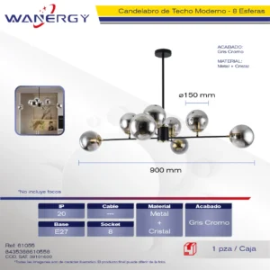 CANDELABRO 8 ESFERAS DE TECHO