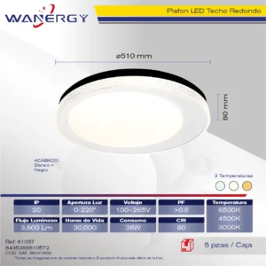PLAFON LED TECHO MODERNO REDONDO TRES TEMPERATURAS
