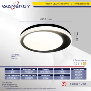 PLAFON LED TECHO MODERNO REDONDO TRES TEMPERATURAS