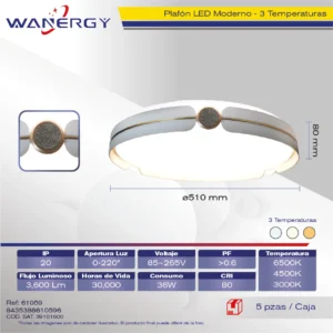 PLAFON LED TECHO MODERNO REDONDO TRES TEMPERATURAS