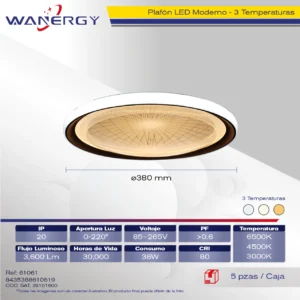 PLAFON LED TECHO MODERNO REDONDO TRES TEMPERATURAS