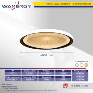 PLAFON LED TECHO MODERNO REDONDO TRES TEMPERATURAS