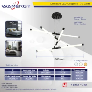 CANDELABRO DE TECHO 8 BARRAS LED
