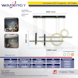 LAMPARA COLGANTE DECORATIVO MODERNO METALICO Y CRISTAL