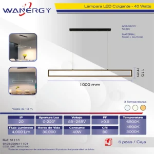 LAMPARA COLGANTE MODERNA METALICO+ALUMINIO+ACRILICO TRES TEMPERATURAS