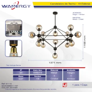 CANDELABRO 15 ESFERAS DE TECHO