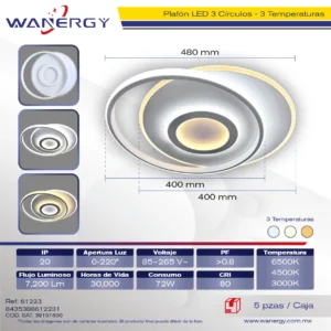 PLAFON LED TECHO MODERNO REDONDO TRES TEMPERATURAS BLANCO+NEGRO + + +